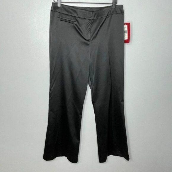 JS Collections Black Satin Boot‎ Cut Pants - Picture 1 of 3